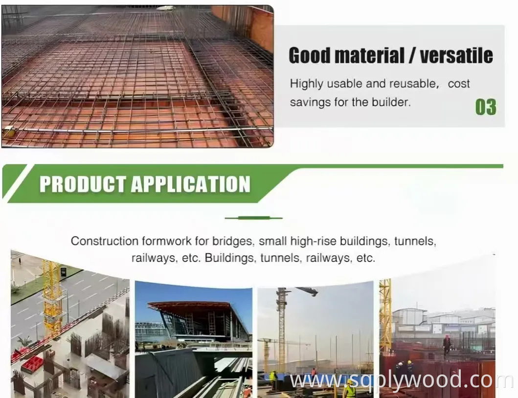 2440X1220X15mm 18mm Scaffolding Board Phenolic MDF Basswood Poplar Eucalyptus Birch Shuttering Scaffold Melamine Marine Plywood